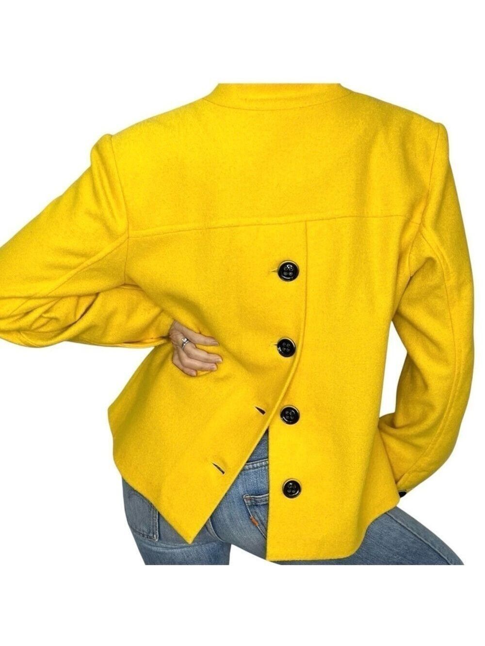 Spanner button back wool blend double breasted pea coat 12